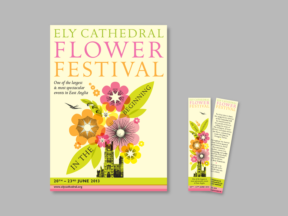 Ely Cathedral Flower Festival poster and bookmark